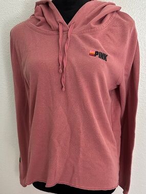 VS PINK PULLOVER HOODIE SEMI-CROPPED SWEATSHIRT. LARGE